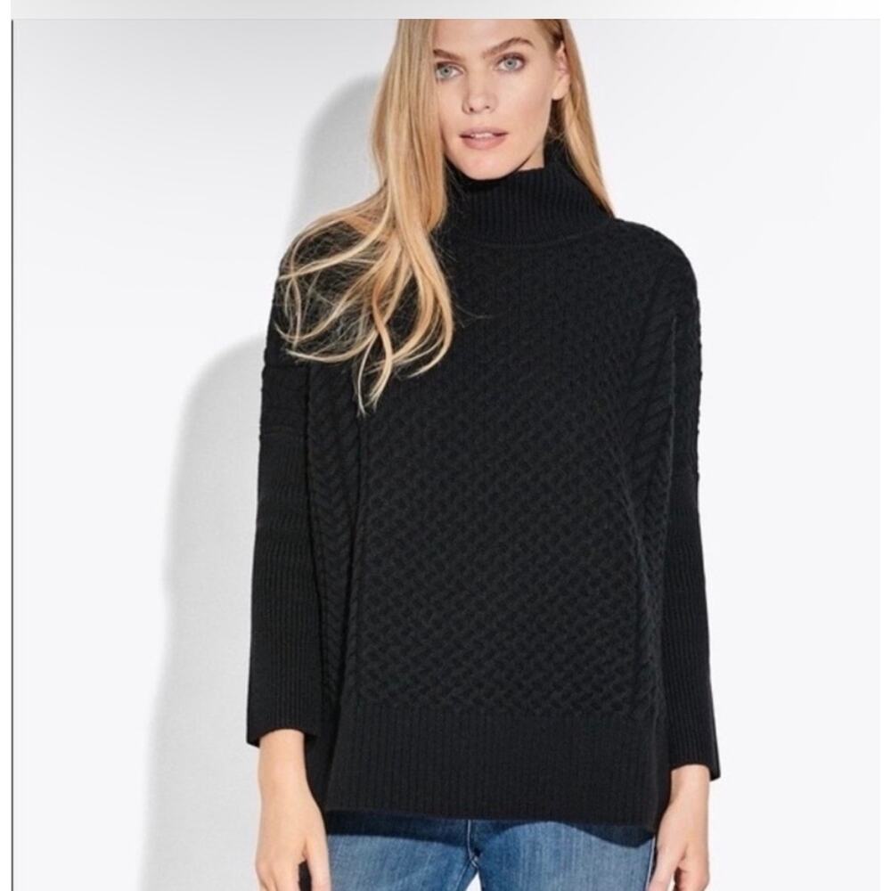 AYR Le Square Extra Fine Merino Wool Black Chunky Knit Sweater Size Small